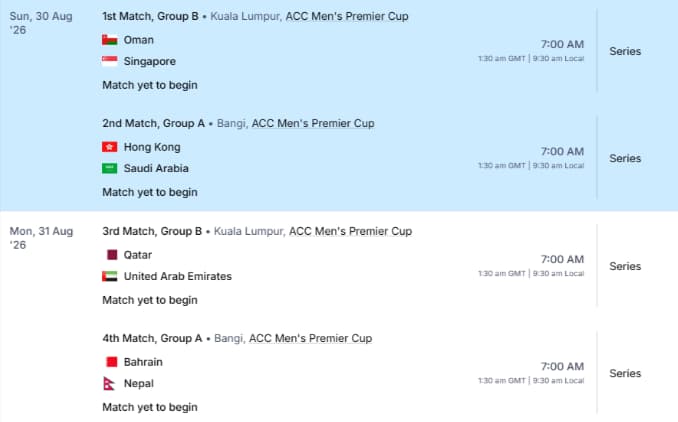 ACC Men's Premier Cup 2026 Schedule ACC Men's Premier Cup 2026 Schedule